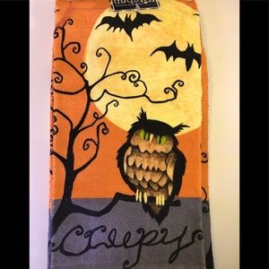 2 Halloween Creepy Owl Kitchen Towels Harvest Moon